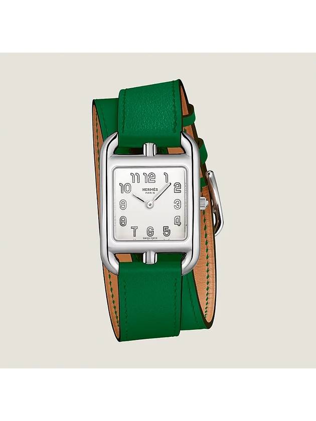 HERMES 에르메스 여성 Cape Cod 워치 스위프트 카프스킨 스몰사이즈 베르 깍뜌스그린컬러 31mm W055504WW00