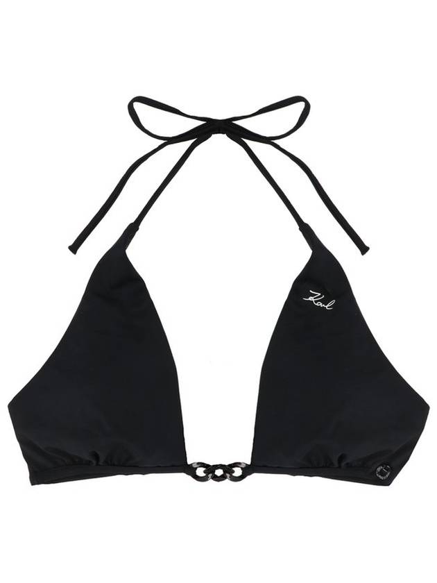 칼 라거펠트 엠브로이더리 로고 비키니 탑 블랙