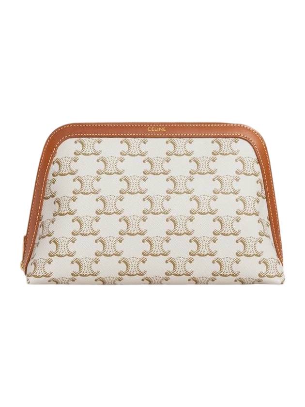 셀린느 트리옹프 캔버스 카프스킨 미디엄 코스메티크 파우치 백 화이트