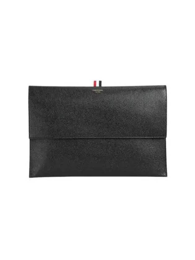 톰브라운 카프스킨 플랩 폴리오 클러치 블랙 Thom Browne Calfskin Flap Folio Clutch Black