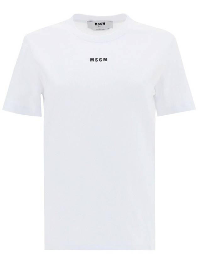 MSGM 여성 로고 크루넥 반팔 티셔츠 화이트