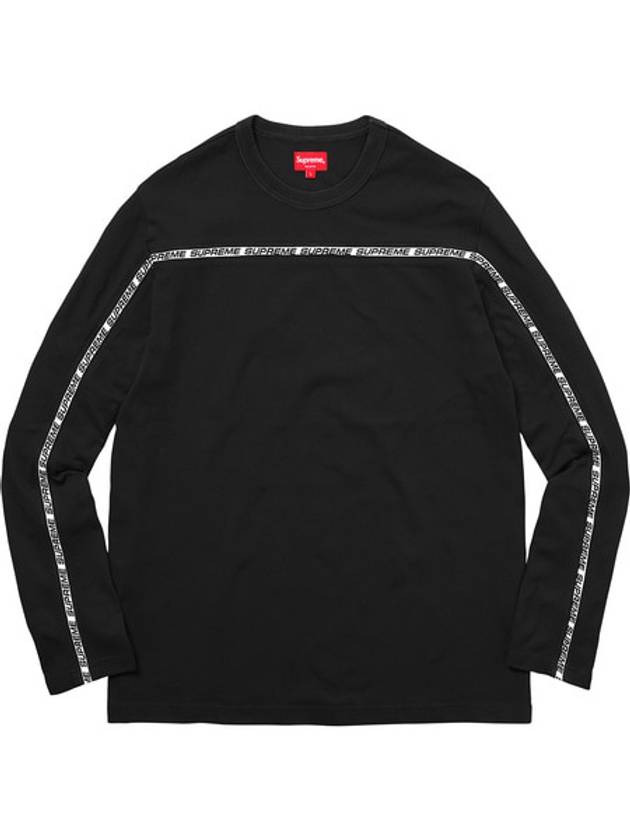 17FW 슈프림 테이프 스트라이프 롱슬리브 블랙 Supreme Tape Stripe LS Pique Top Black