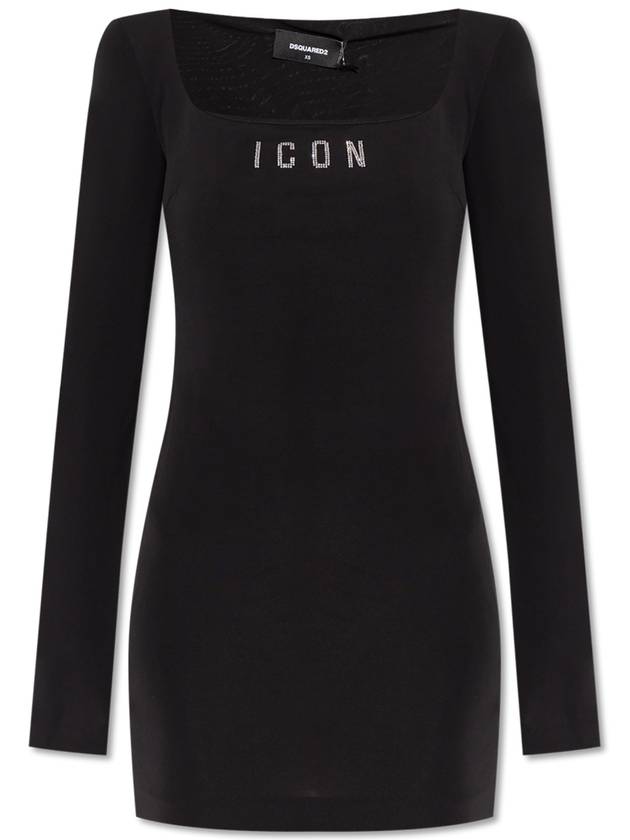24FW 디스퀘어드2 여성 숏 / 미디원피스 Dsquared2 Dress With Logo Women's Black