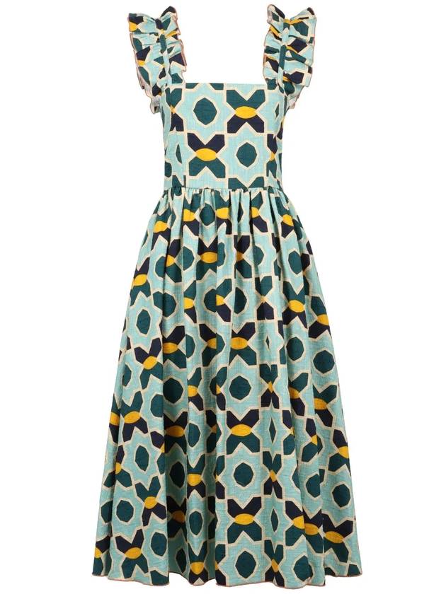 라 더블지 패턴 코튼 드레스 DRE0660COT005PLA01_BU01