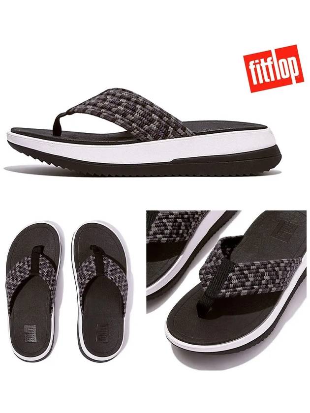 핏플랍 서핑 아트 웨빙 토 포스트 샌들 조리 슬리퍼 블랙