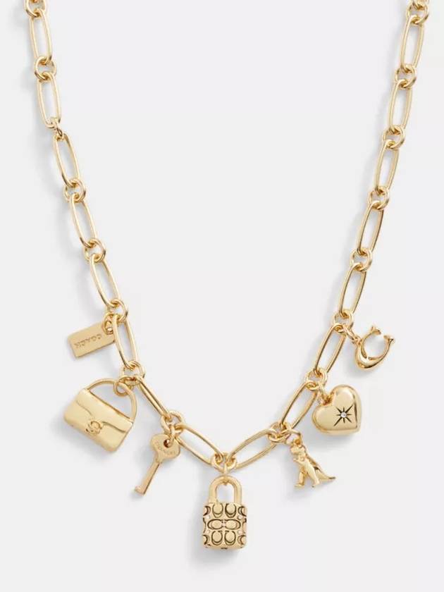 코치 아이코닉 참 체인 목걸이plated brass Gold