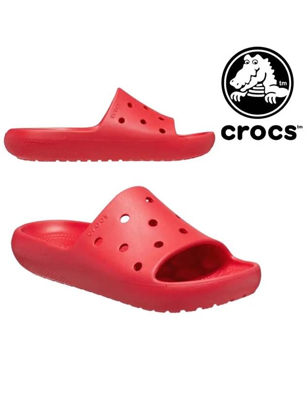 크록스 클래식 2 아이코닉 슬리퍼 레드