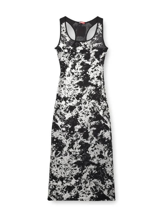 디젤 슬립 포일 피쉬넷 롱 원피스 블랙