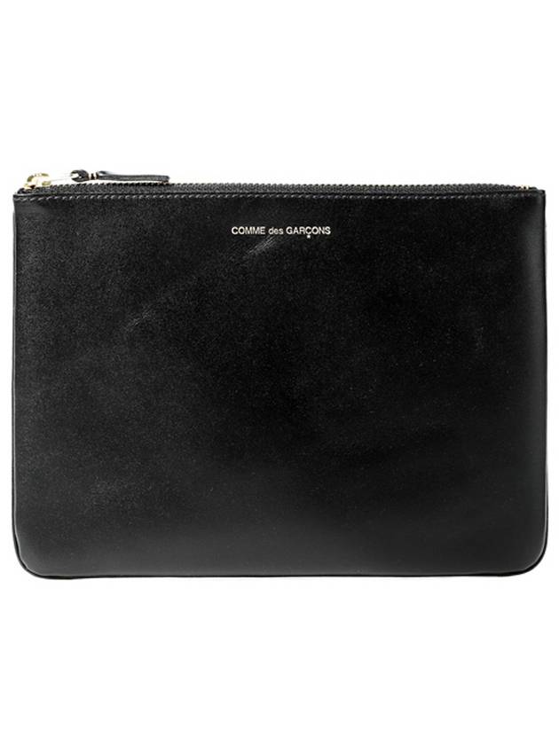 꼼데가르송 월렛 로고 레더 클러치 백 블랙