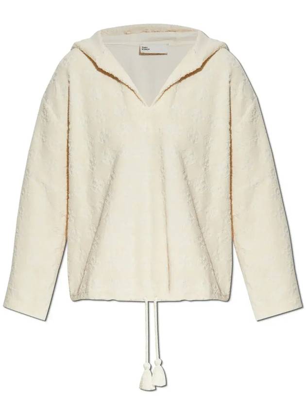 토리버치 테리 자카드 로고 후드 티셔츠 167180_105newivory