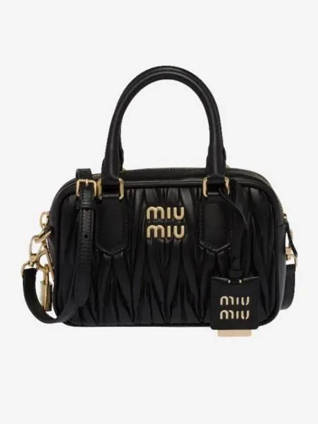 미우 미우 마테라쎄 나파 가죽 탑 핸들백 블랙 Miu Miu Matelasse Nappa Leather Top Handle Bag Black