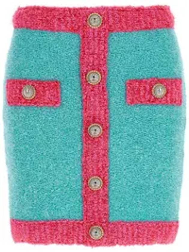 발망 레오네 펜슬 스커트 블루 핑크