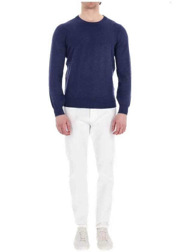 브루넬로 쿠치넬리 긴팔 크루넥 니트탑 네이비