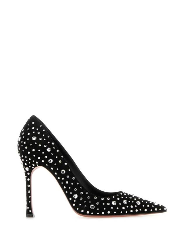AMINA MUADDI ELSACRYSTALPUMP BLAWHICRY 블랙 스웨이드 엘사 펌프스