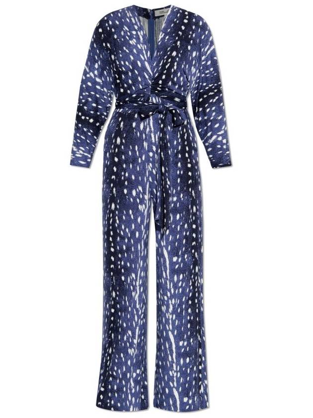 다이앤 폰 푸르스텐버그 올오버 패턴 V넥 점프수트