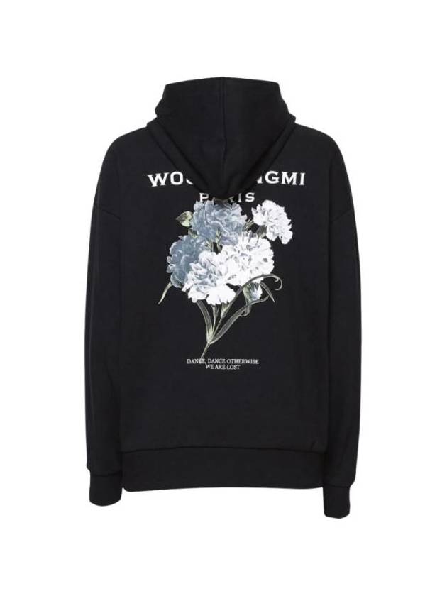 우영미 플라워 프린트 백로고 후드 블랙   21SS W211TS33733B