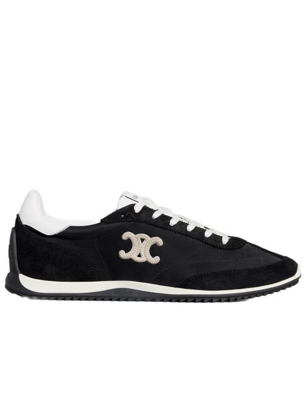 셀린느 레이서 로우 탑 스니커즈 나일론 스웨이드 카프스킨 앤 카프스킨 블랙 364365257C 38NO