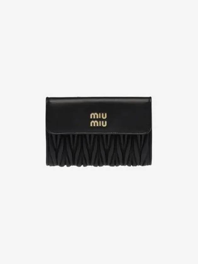 미우 미우 마테라쎄 나파 레더 반지갑 블랙 Miu Miu Matelasse Nappa Leather Wallet Black