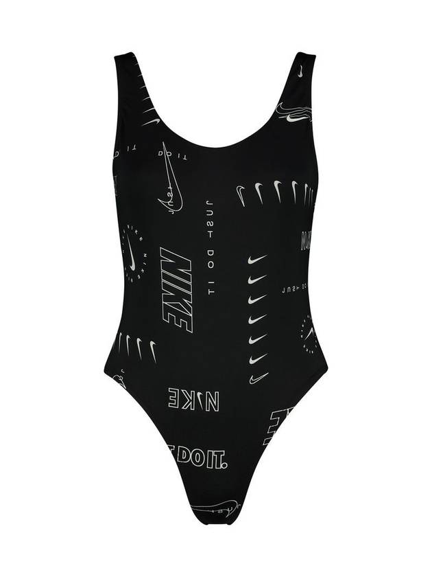 나이키 로고 스쿱백 원피스 수영복 블랙