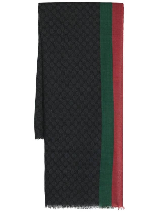 구찌 웹 울 숄 머플러 블랙