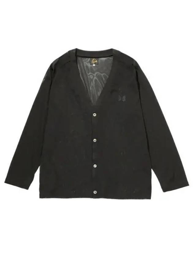니들스 브이넥 폴리 메쉬 가디건 블랙 Needles V Neck Poly Mesh Cardigan Black