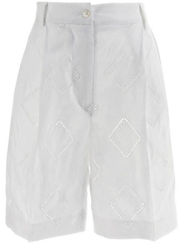 Kiton Embroidered linen bermuda shorts