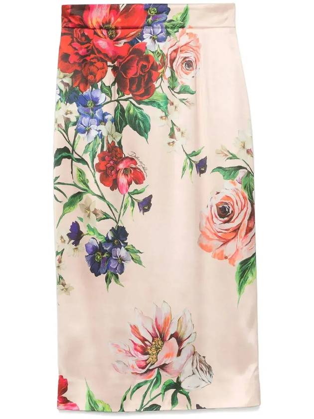 돌체애가바나 플로럴 프린트 미디 H라인 스커트 핑크