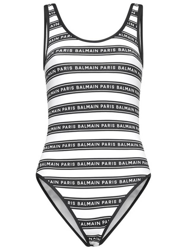 발망 여성 로고 프린트 스트라이프 원피스 수영복