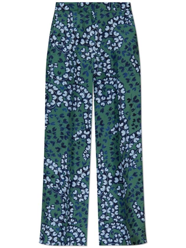 Lanvin Silk Pleated Trousers  Women's  Green