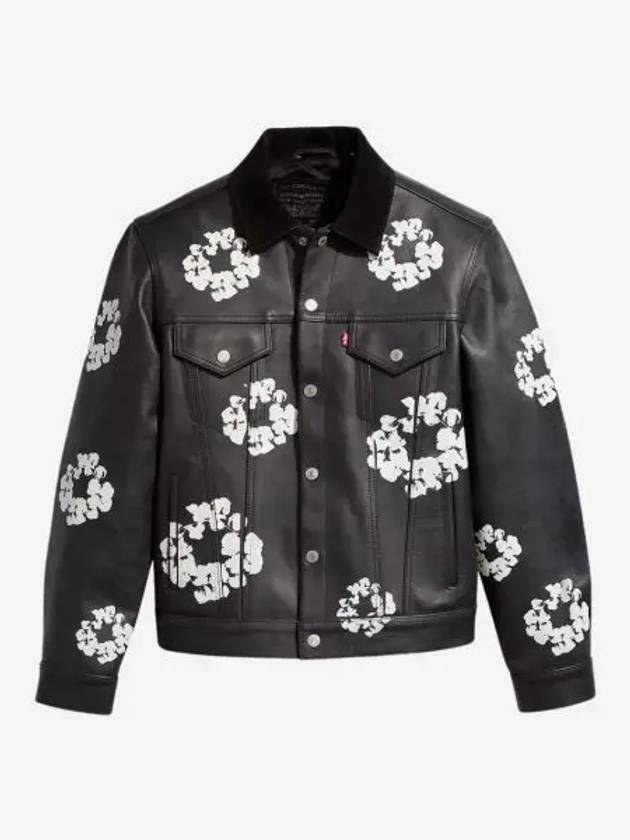 리바이스 x 데님 티어스 레더 코튼 리쓰 타입 3 자켓 블랙 Levi's x Denim Tears Leather Cotton Wreath Type III Jacket Black