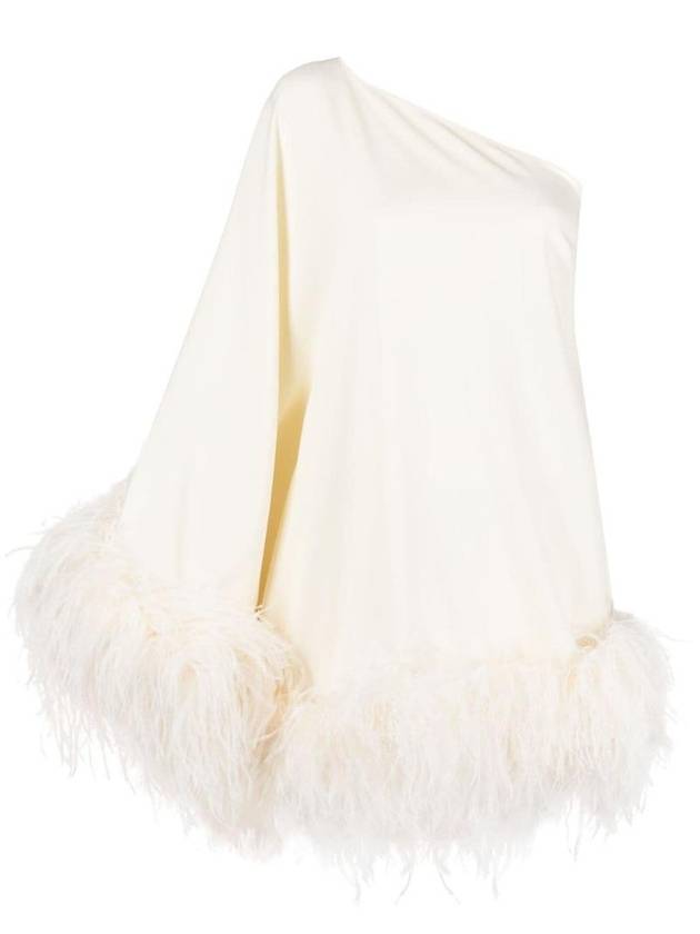탈러 마리모 여성 PICCOLO UBUD ONE SHOULDER FEATHER TRIMMED CREPE MINI DRESS TMCORE01101IVORY