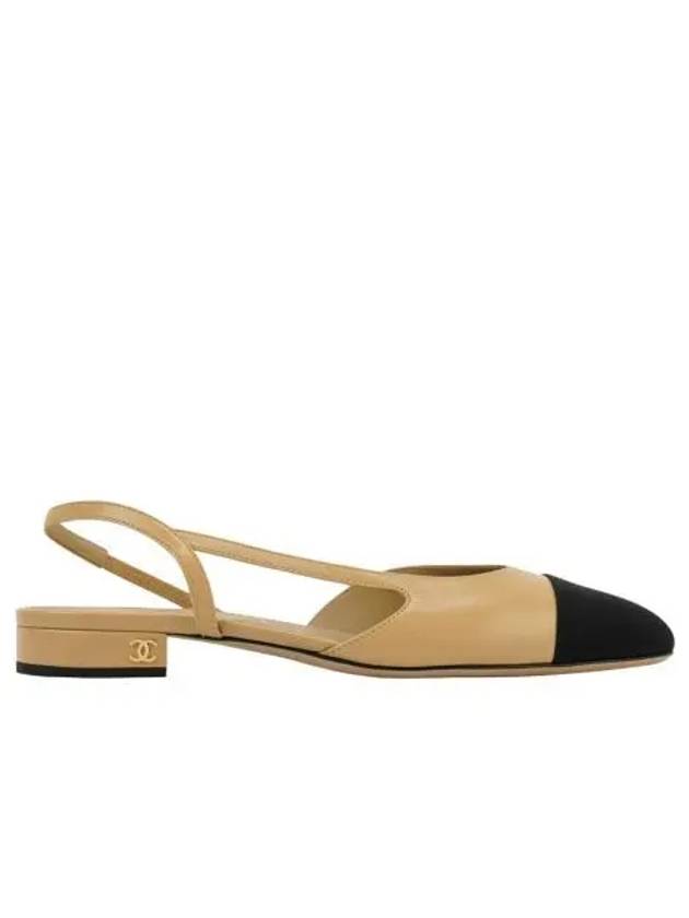 W 샤넬 슬링백 고트스킨 그로그랭 & 베이지 블랙 W Chanel Slingbacks Goatskin Grosgrain & Beige Black