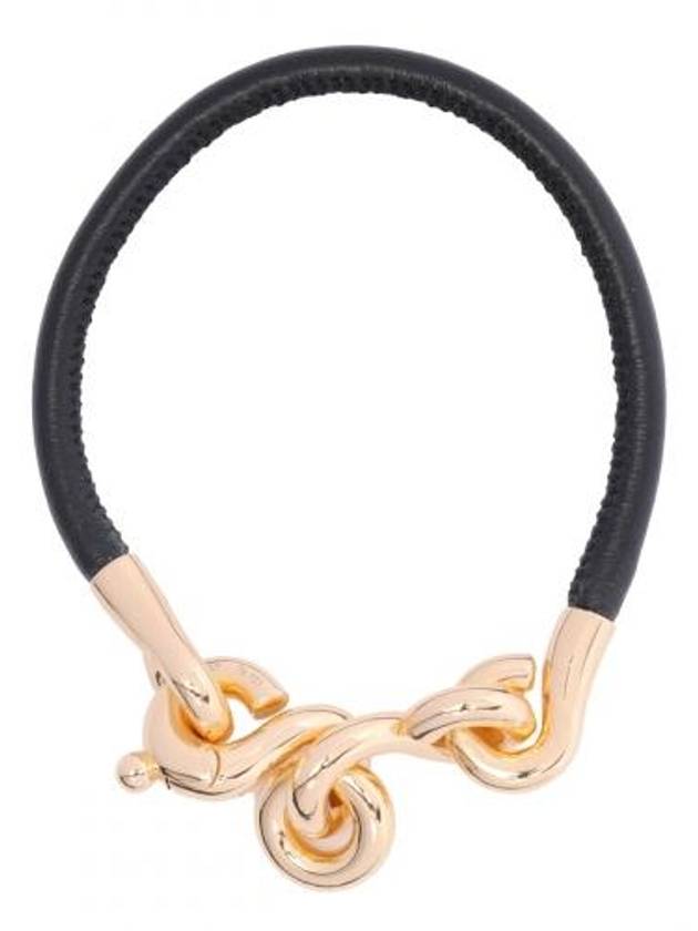 보테가베네타 루프 레더 팔찌 블랙