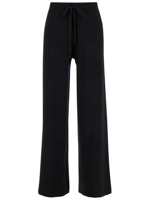 P.A.R.O.S.H. 끈이 달린 검은색 편안한 원단 여성용 바지 D570593LIME24013