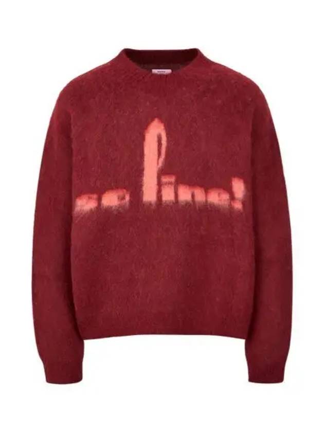 마틴 로즈 브러쉬드 모헤어 브이넥 점퍼 레드 버건디 24FW Martine Rose Brushed Mohair V neck Jumper Red Burgundy 24FW