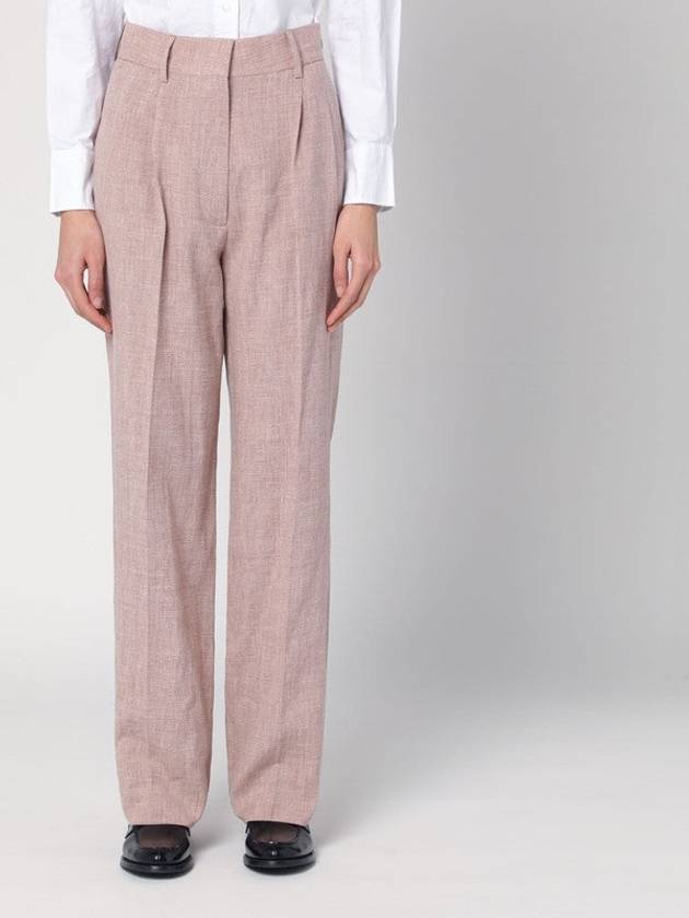 Sand-colored Trousers In Linen Blend