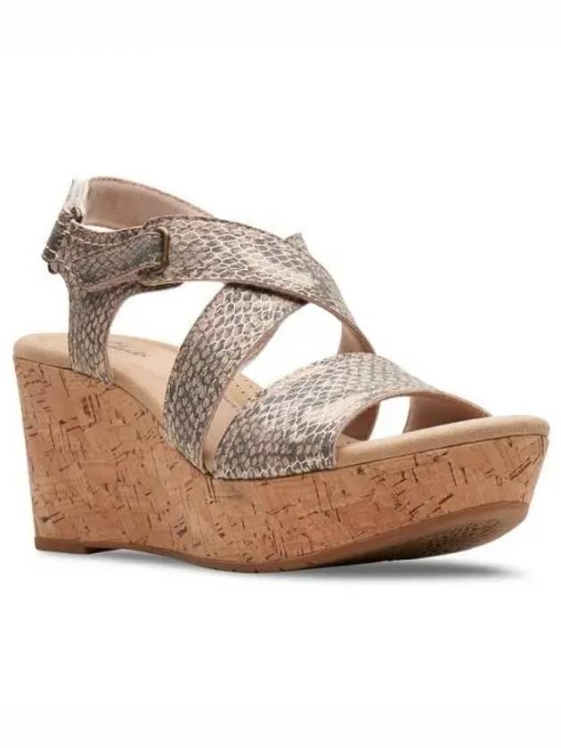 우먼 클락스 로즈 Way 크리크로스 Cork Wedge 샌들 샌달 베이지 Meta 5936531