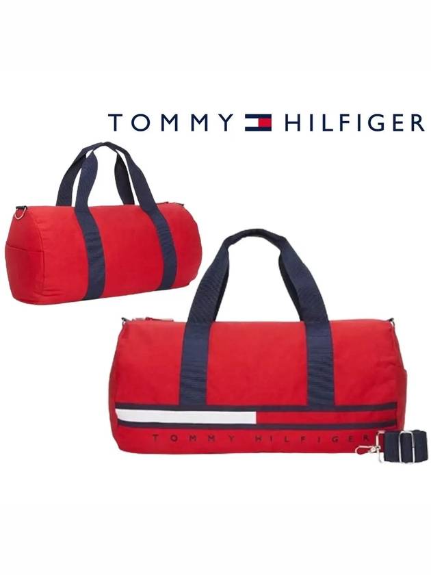 타미힐피거 여성 플래그 스트라이프 로고 더플백 가방 레드
