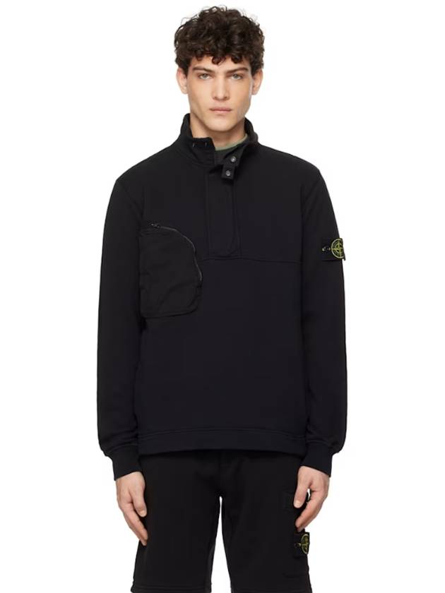 Black Cotton Fleece Garment Dyed Sweatshirt 251828M205000