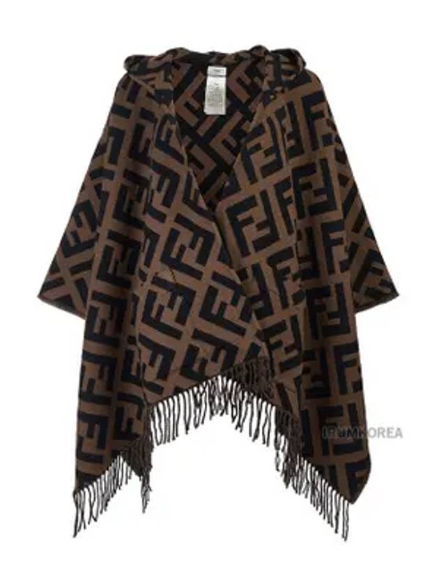 펜디 FF 판초 캐시미어 케이프 브라운