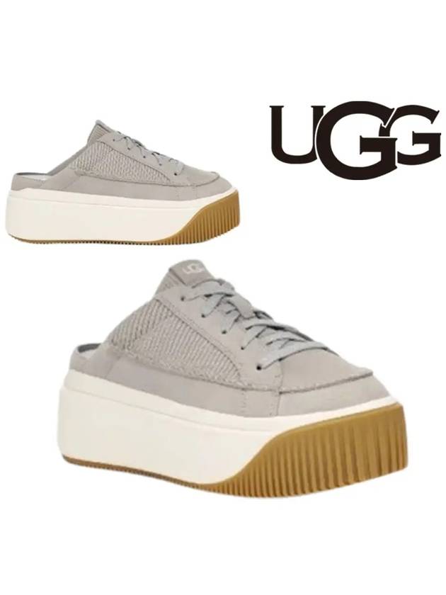 어그 슬리퍼 EZ 니트 패널 플랫폼 뮬 신발 그레이