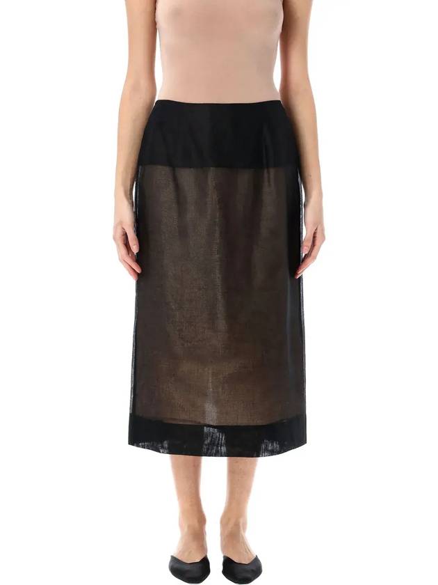 카르벤 더블 레이어드 미디 스커트 6251K2105901_BLACK