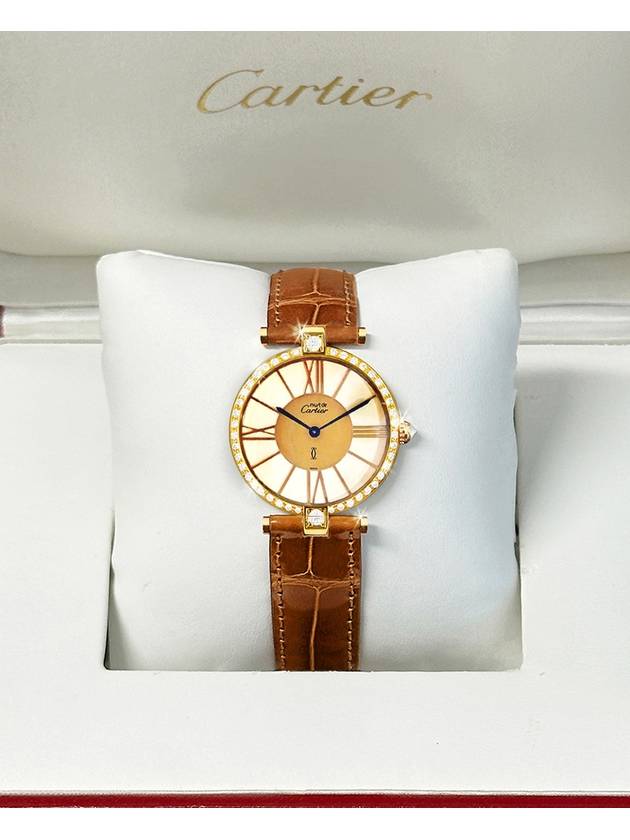 까르띠에 벤덤 골드 로만 다이얼 남녀공용 다이아가죽 시계