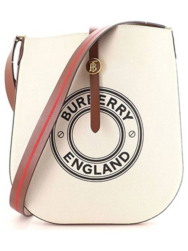 버버리 레더 캔버스 숄더백 크로스백 베이지 8026885 BURBERRY
