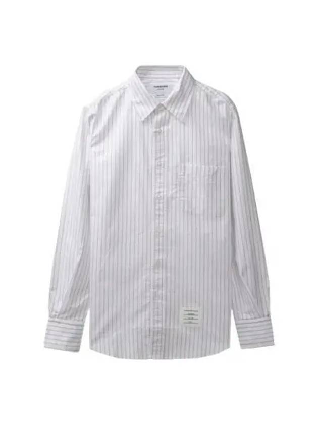 톰브라운 센터 백 RWB 쉐도우 핀스트라이프 옥스포드 스트레이트 핏 셔츠 화이트 Thom Browne Center Back RWB Shadow Pinstripe Oxford Straight Fit Shirt White