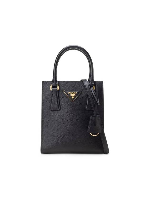 프라다 여성 삼각 로고 사피아노 레더 토트 백 블랙