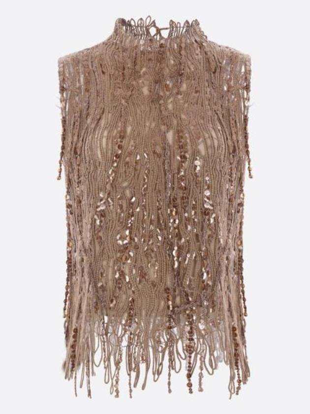 NB26 브루넬로 쿠치넬리 여성 티셔츠 cotton blend sleeveless top with fringes M38R18604CCJ17