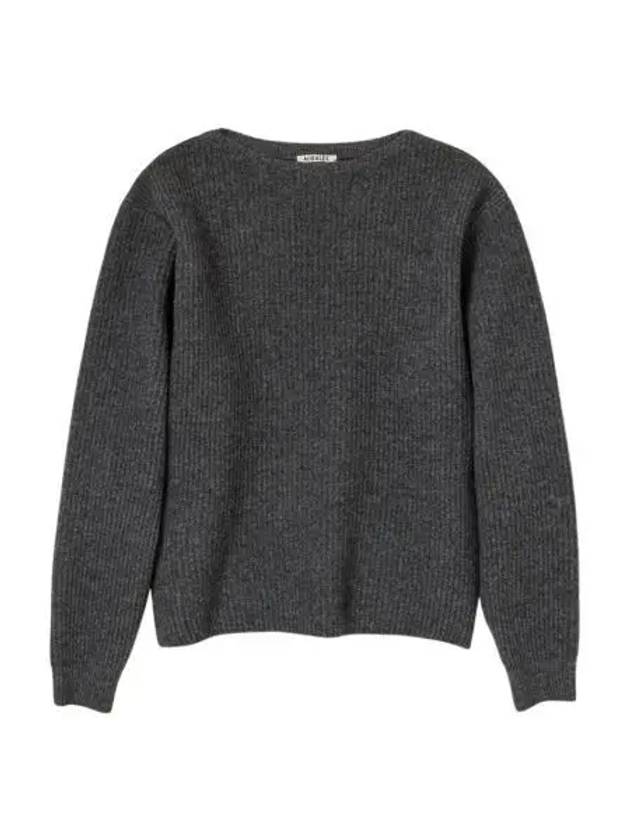 오라리 밀드 프렌치 메리노 리브 니트 보트 넥 P O 차콜 그레이 Auralee Milled French Merino Rib Knit Boat Neck P O Charcoal Gray