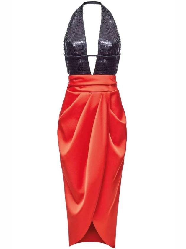 CUTOUT SEQUIN & SATIN MIDI