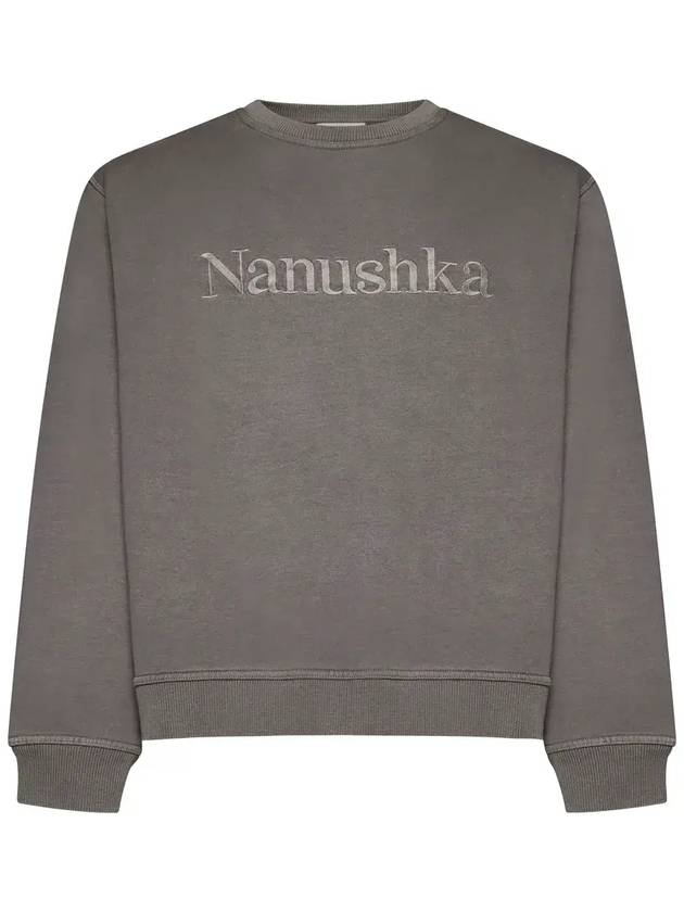 Nanushka 로고 자수 크루넥 스웨트셔츠 NU23PFSW00795M_ASPHALT